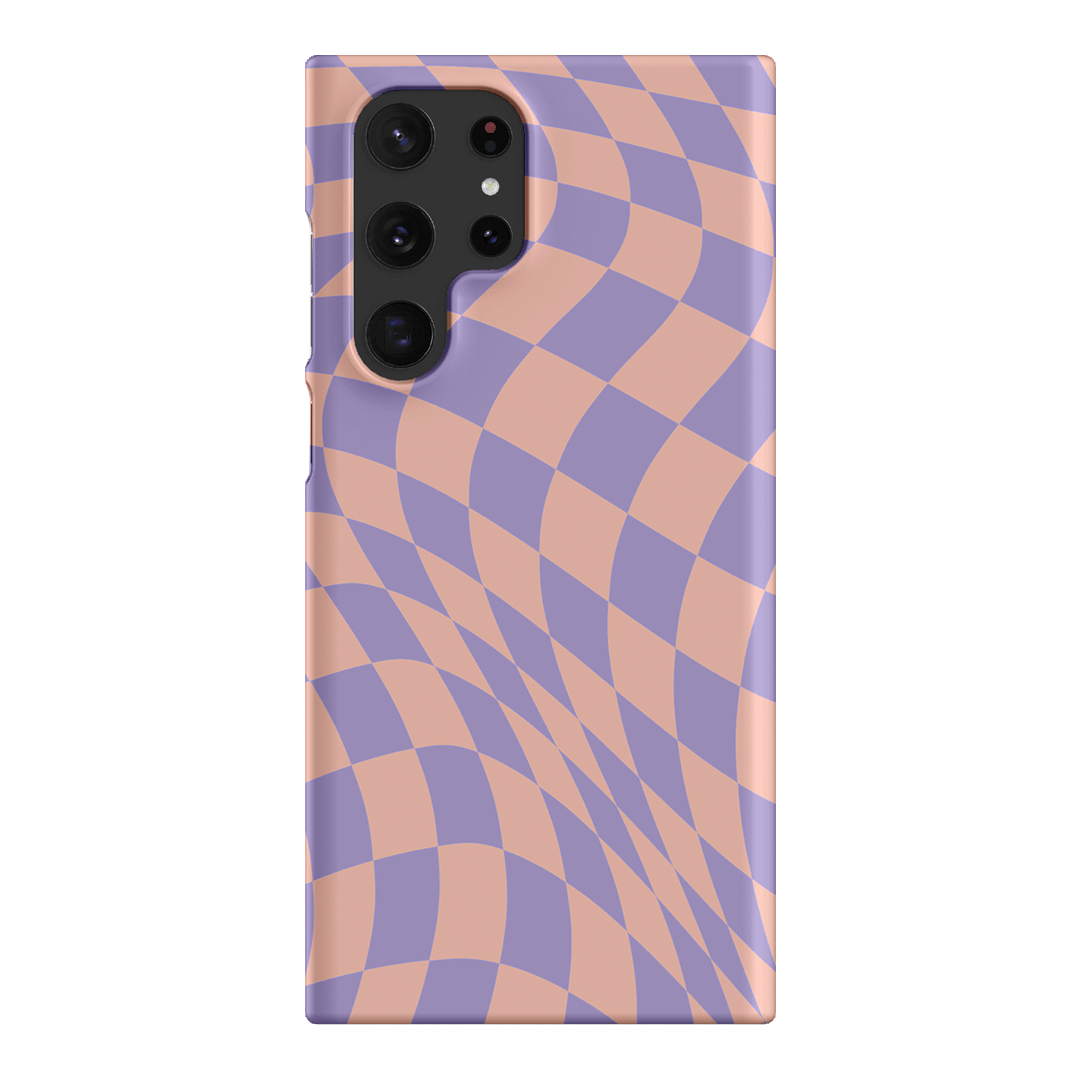 Wavy Check Lilac on Blush Matte Case Matte Phone Cases Samsung Galaxy S22 Ultra / Snap by The Dairy - The Dairy