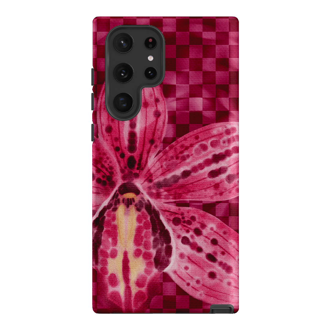 Check Orchid Printed Phone Cases Samsung Galaxy S22 Ultra / Armoured by Sally Hungerford - The Dairy