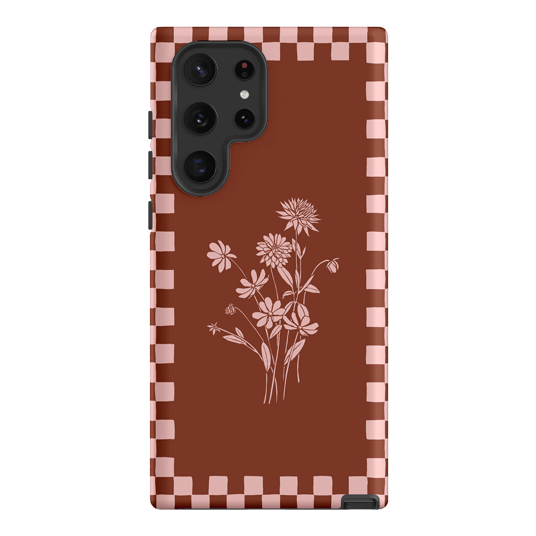 Dahlia Check Printed Phone Cases Samsung Galaxy S22 Ultra / Armoured by Typoflora - The Dairy