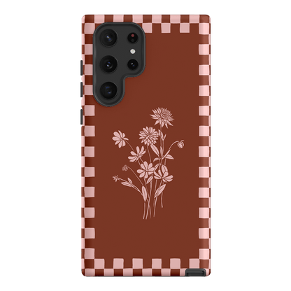 Dahlia Check Printed Phone Cases Samsung Galaxy S22 Ultra / Armoured by Typoflora - The Dairy
