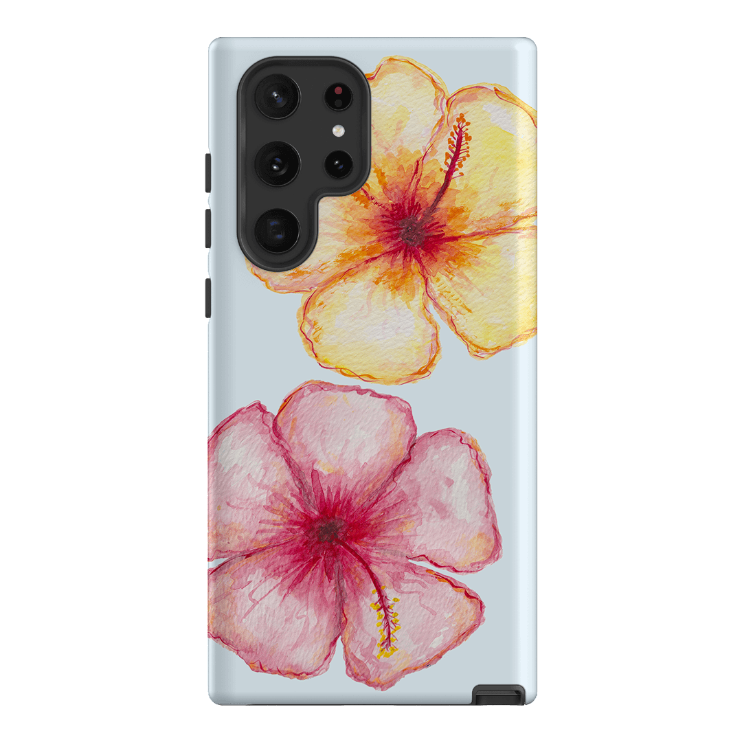 Hibiscus Flower Blue Printed Phone Cases Samsung Galaxy S22 Ultra / Armoured by BG. Studio - The Dairy