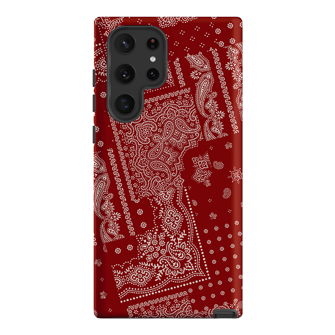 Paisley Crimson Printed Phone Cases Samsung Galaxy S22 Ultra / Armoured by The Dairy - The Dairy