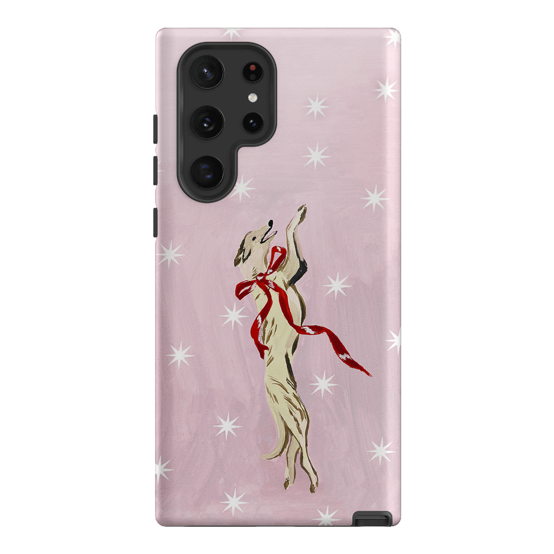 Pink Bow Hound Printed Phone Cases Samsung Galaxy S22 Ultra / Armoured by Lisa Hu - The Dairy