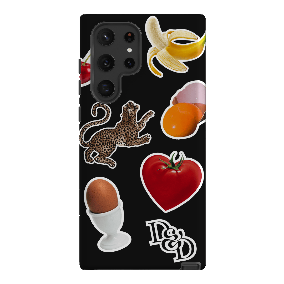 Sunday Stickers Black Printed Phone Cases Samsung Galaxy S22 Ultra / Armoured by Desmond & Dempsey - The Dairy