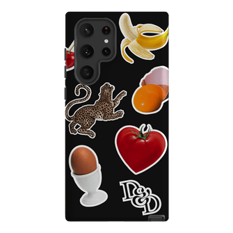 Sunday Stickers Black Printed Phone Cases Samsung Galaxy S22 Ultra / Armoured by Desmond & Dempsey - The Dairy