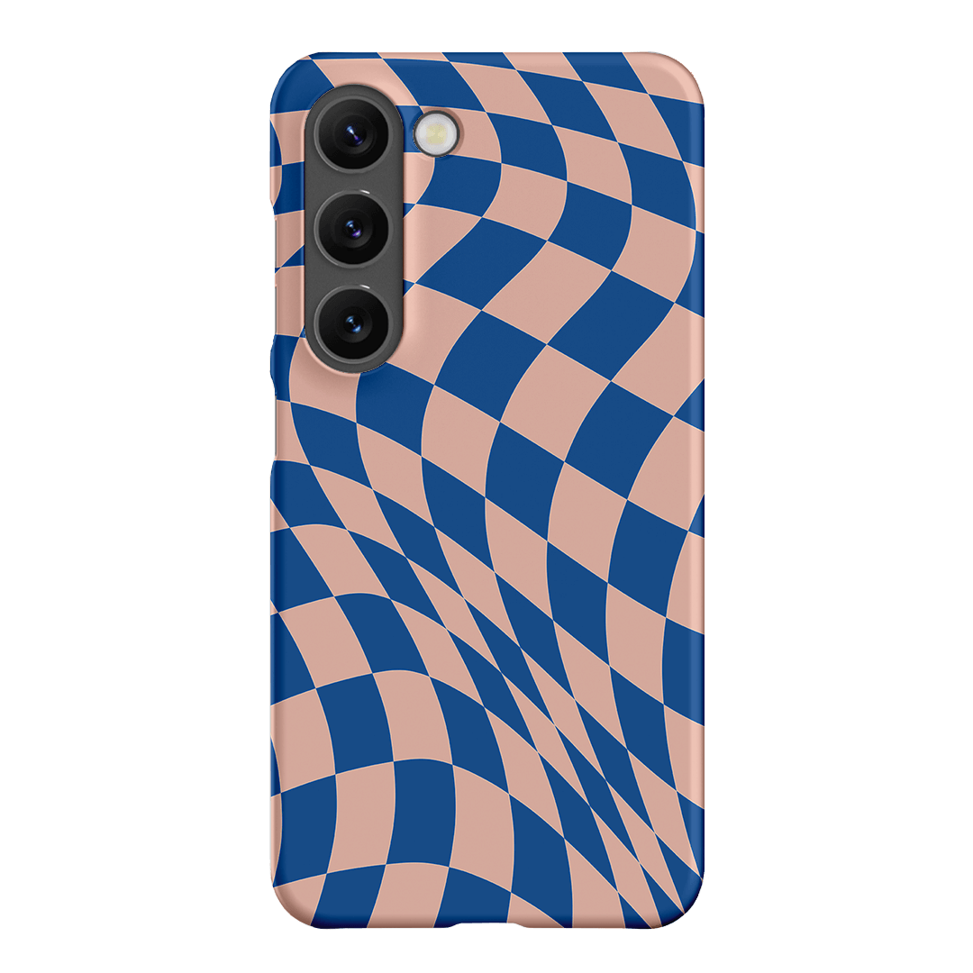 Wavy Check Cobalt on Blush Matte Case Matte Phone Cases Samsung Galaxy S23 / Snap by The Dairy - The Dairy