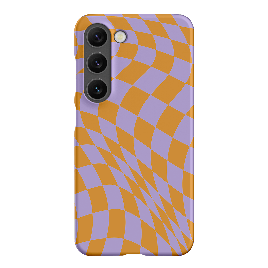 Wavy Check Orange on Lilac Matte Case Matte Phone Cases Samsung Galaxy S23 / Snap by The Dairy - The Dairy