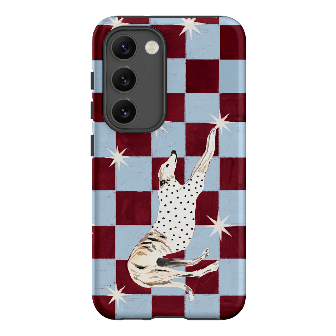Check Greyhound Blue Printed Phone Cases Samsung Galaxy S23 / Armoured by Lisa Hu - The Dairy