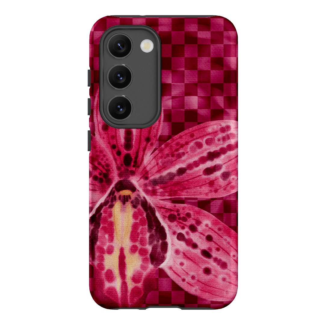 Check Orchid Printed Phone Cases Samsung Galaxy S23 / Armoured by Sally Hungerford - The Dairy