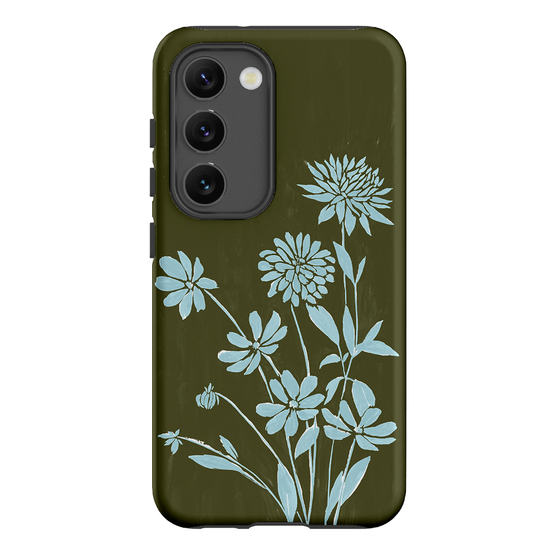 Dahlia Khaki Printed Phone Cases Samsung Galaxy S23 / Armoured by Typoflora - The Dairy