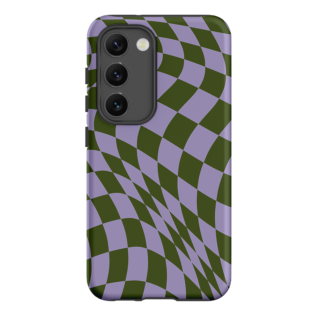 Wavy Check Forest on Lilac Matte Case Matte Phone Cases Samsung Galaxy S23 / Armoured by The Dairy - The Dairy