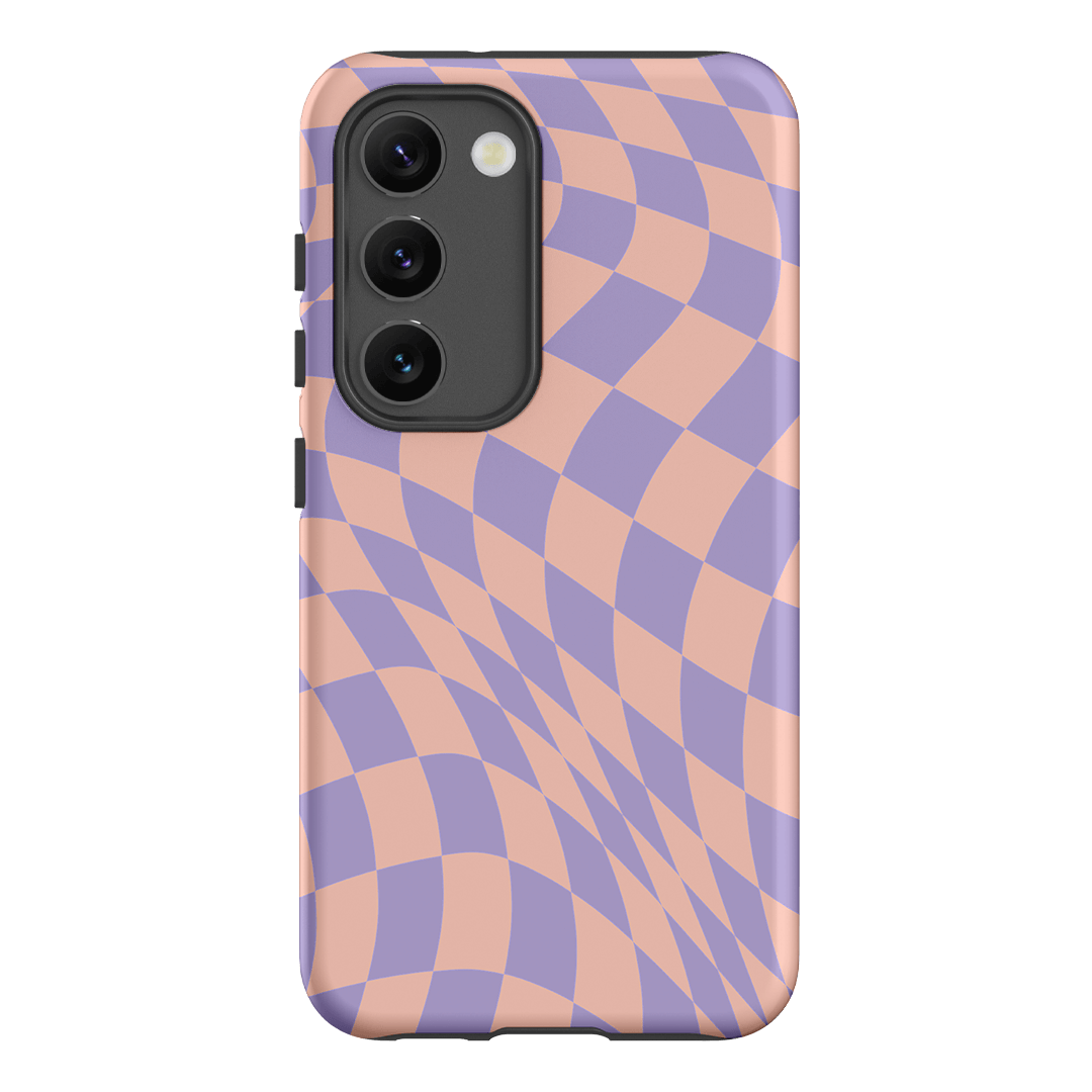 Wavy Check Lilac on Blush Matte Case Matte Phone Cases Samsung Galaxy S23 / Armoured by The Dairy - The Dairy