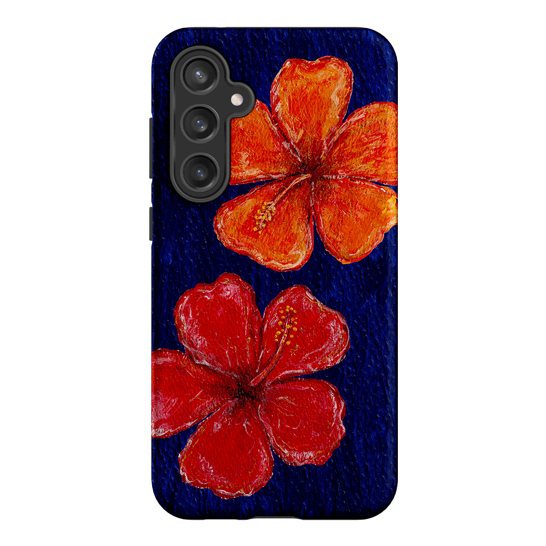 Hibiscus Flower Deep Blue Printed Phone Cases Samsung Galaxy S23 FE / Armoured by BG. Studio - The Dairy