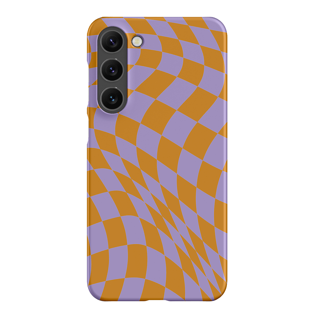 Wavy Check Orange on Lilac Matte Case Matte Phone Cases Samsung Galaxy S23 Plus / Snap by The Dairy - The Dairy