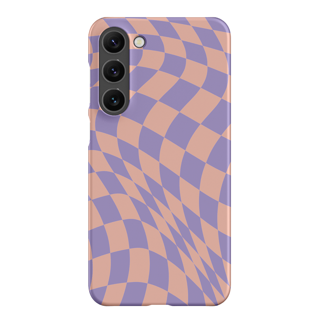 Wavy Check Lilac on Blush Matte Case Matte Phone Cases Samsung Galaxy S23 Plus / Snap by The Dairy - The Dairy