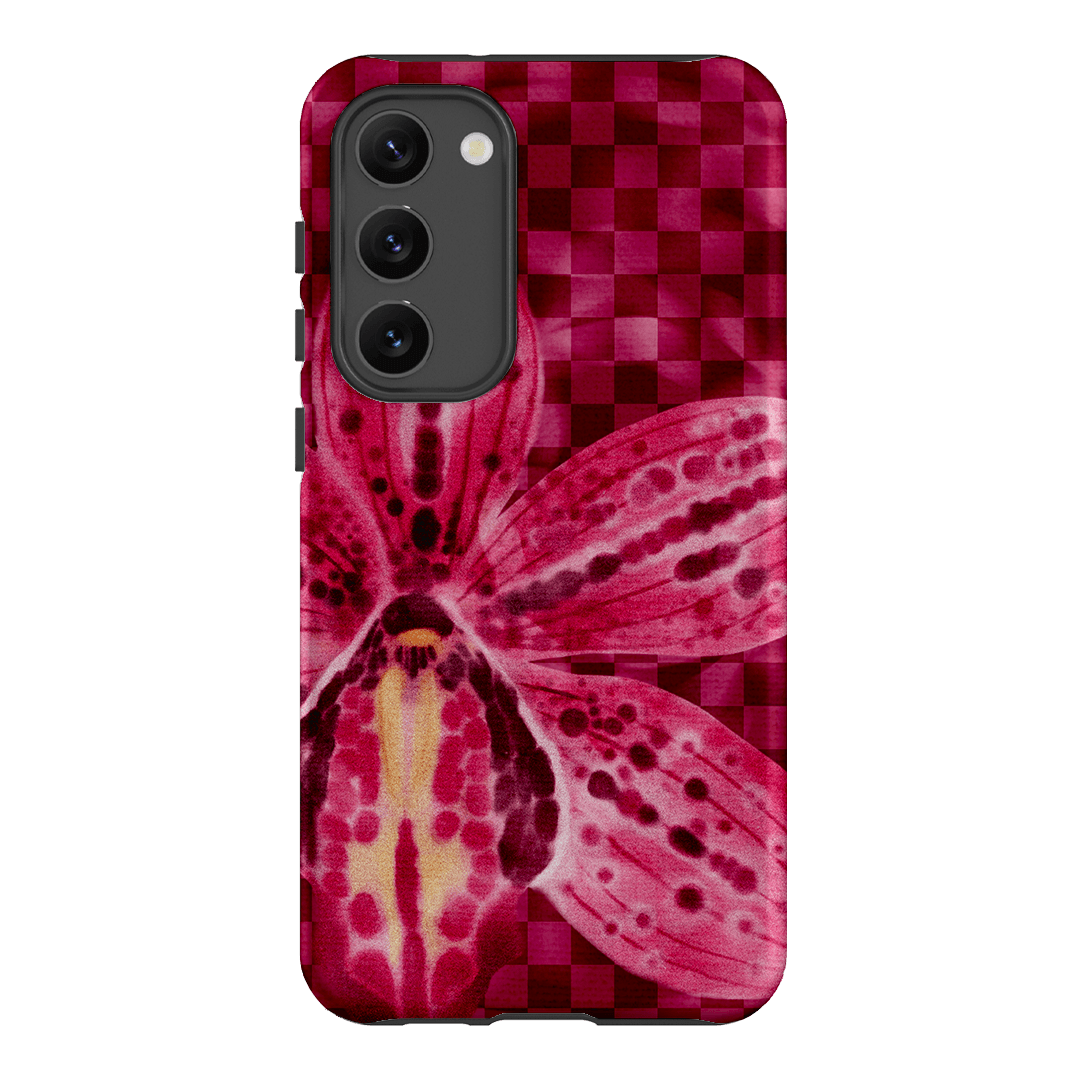 Check Orchid Printed Phone Cases Samsung Galaxy S23 Plus / Armoured by Sally Hungerford - The Dairy