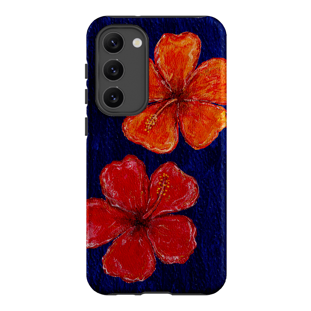 Hibiscus Flower Deep Blue Printed Phone Cases Samsung Galaxy S23 Plus / Armoured by BG. Studio - The Dairy