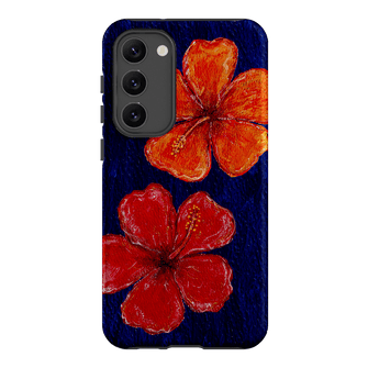 Hibiscus Flower Deep Blue Printed Phone Cases Samsung Galaxy S23 Plus / Armoured by BG. Studio - The Dairy
