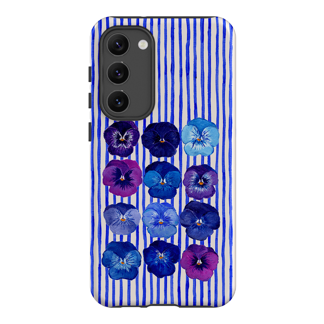 Striped Pansies Printed Phone Cases Samsung Galaxy S23 Plus / Armoured by Kayla Henley - The Dairy