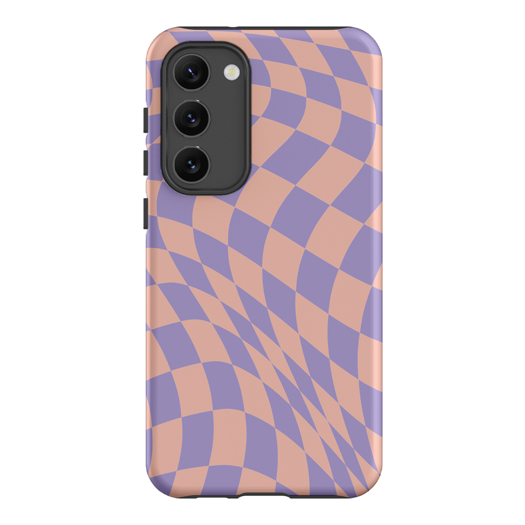 Wavy Check Lilac on Blush Matte Case Matte Phone Cases Samsung Galaxy S23 Plus / Armoured by The Dairy - The Dairy