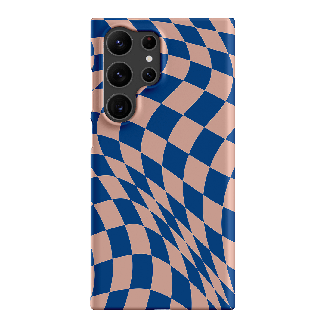 Wavy Check Cobalt on Blush Matte Case Matte Phone Cases Samsung Galaxy S23 Ultra / Snap by The Dairy - The Dairy