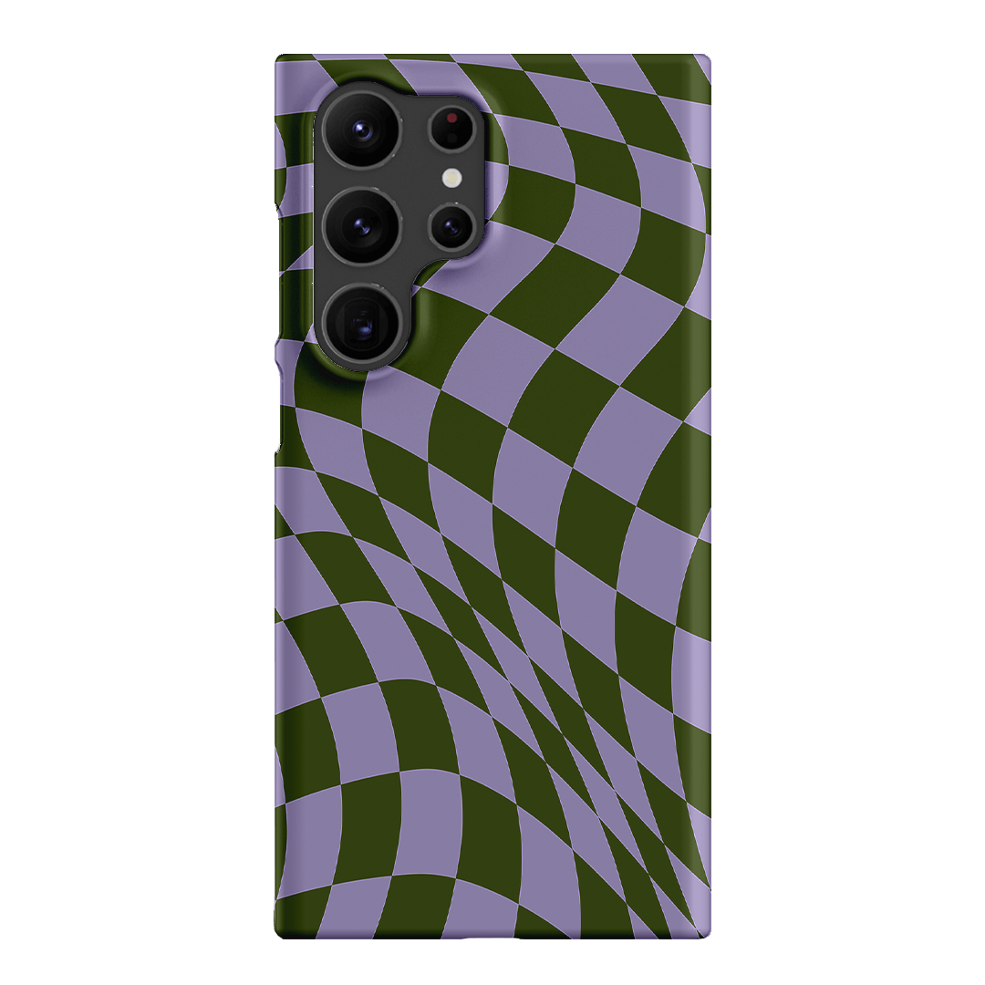 Wavy Check Forest on Lilac Matte Case Matte Phone Cases Samsung Galaxy S23 Ultra / Snap by The Dairy - The Dairy