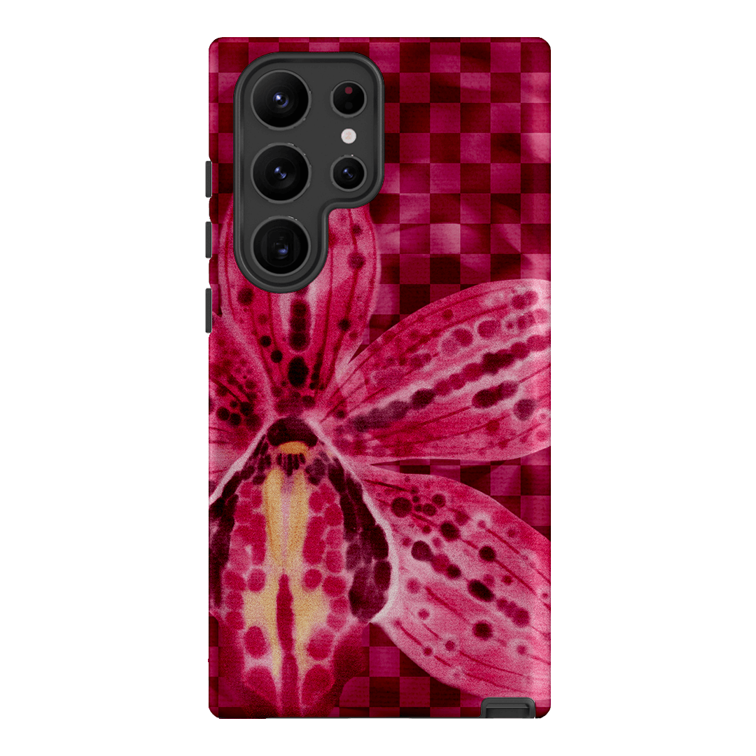Check Orchid Printed Phone Cases Samsung Galaxy S23 Ultra / Armoured by Sally Hungerford - The Dairy