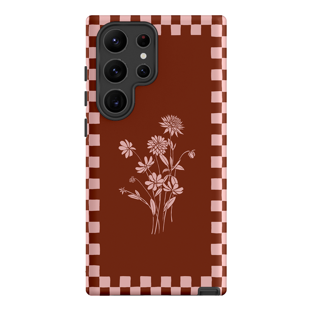 Dahlia Check Printed Phone Cases Samsung Galaxy S23 Ultra / Armoured by Typoflora - The Dairy