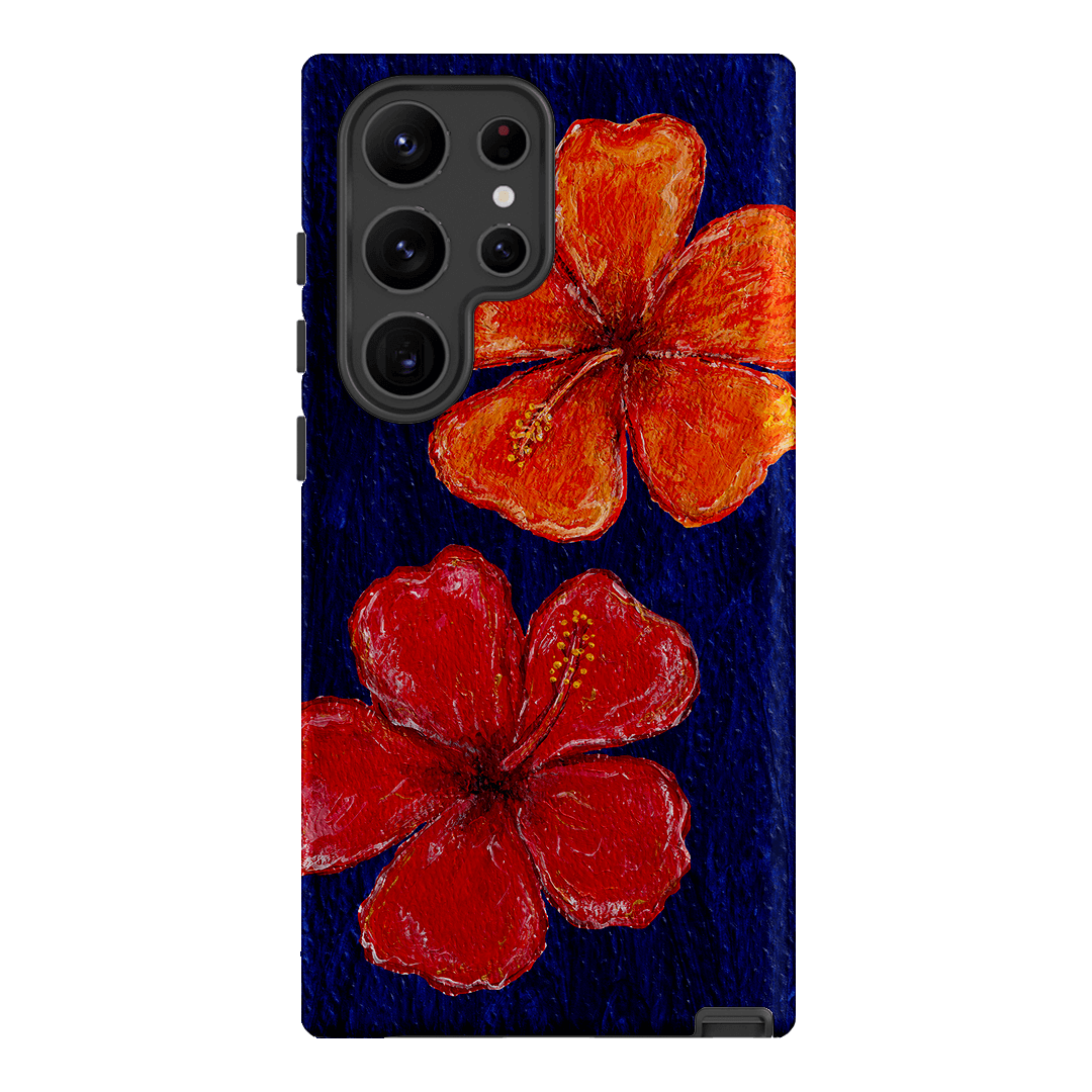 Hibiscus Flower Deep Blue Printed Phone Cases Samsung Galaxy S23 Ultra / Armoured by BG. Studio - The Dairy