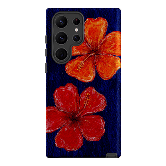 Hibiscus Flower Deep Blue Printed Phone Cases Samsung Galaxy S23 Ultra / Armoured by BG. Studio - The Dairy
