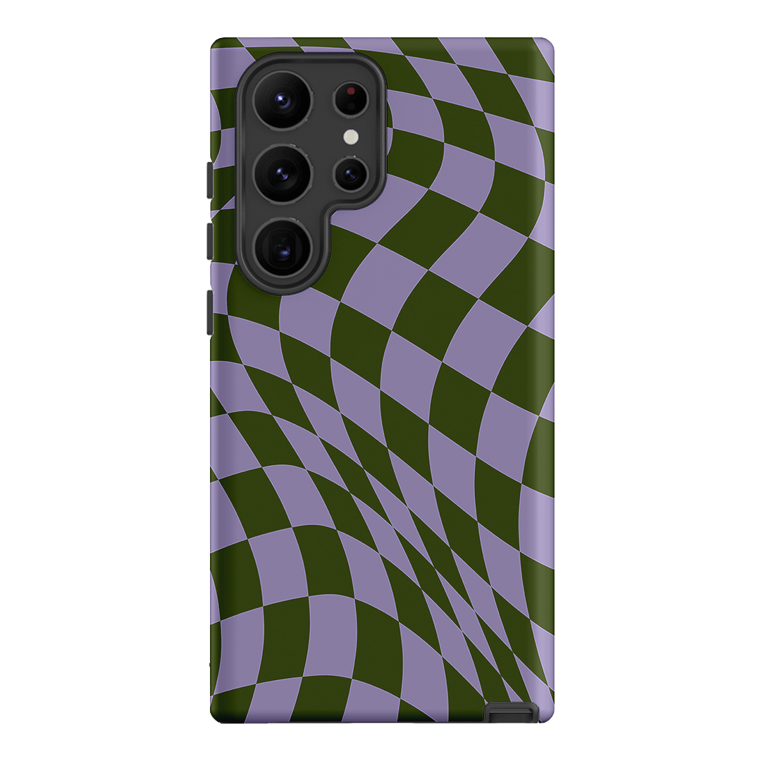 Wavy Check Forest on Lilac Matte Case Matte Phone Cases Samsung Galaxy S23 Ultra / Armoured by The Dairy - The Dairy