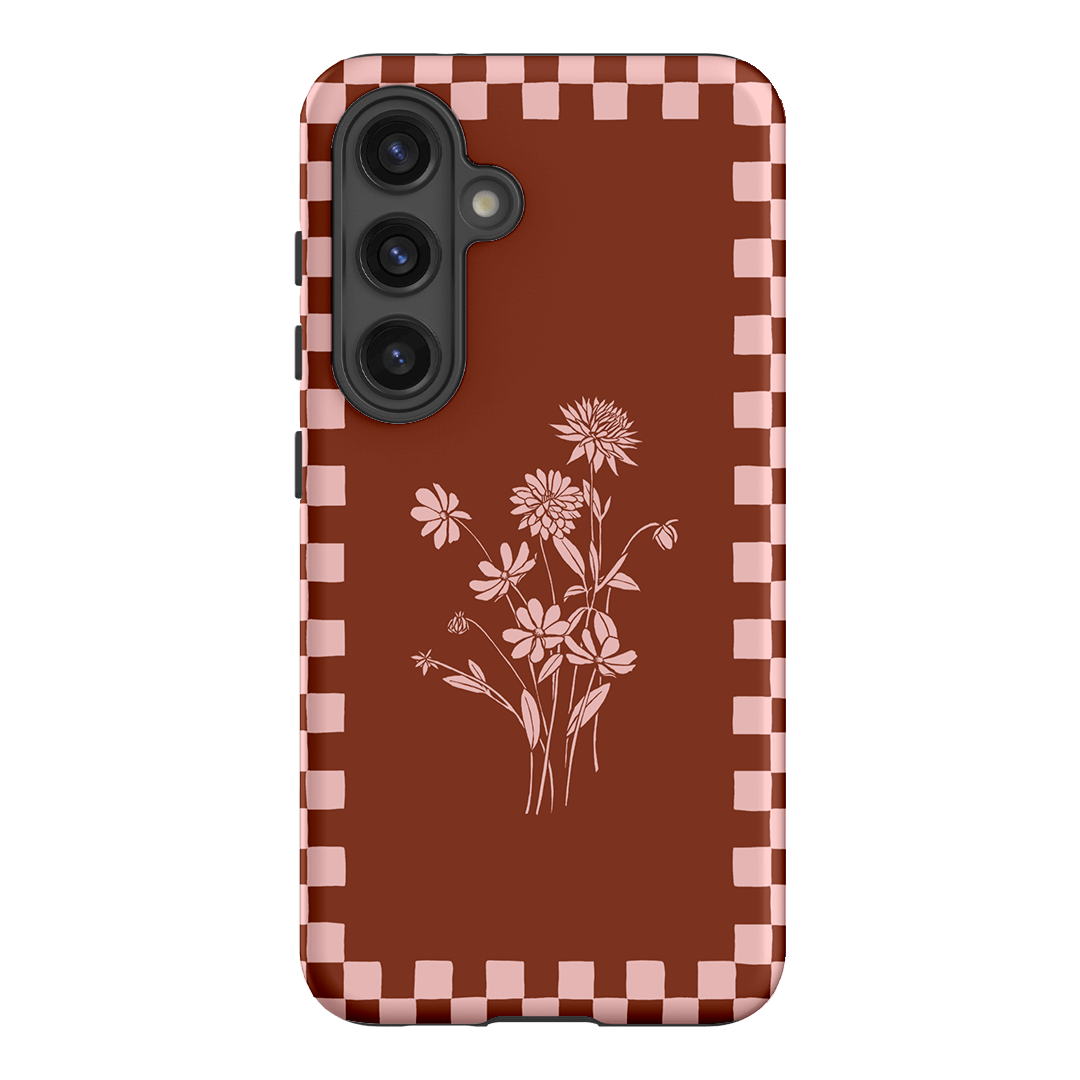 Dahlia Check Printed Phone Cases Samsung Galaxy S24 / Armoured by Typoflora - The Dairy
