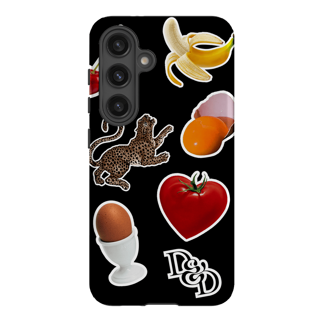 Sunday Stickers Black Printed Phone Cases Samsung Galaxy S24 / Armoured by Desmond & Dempsey - The Dairy