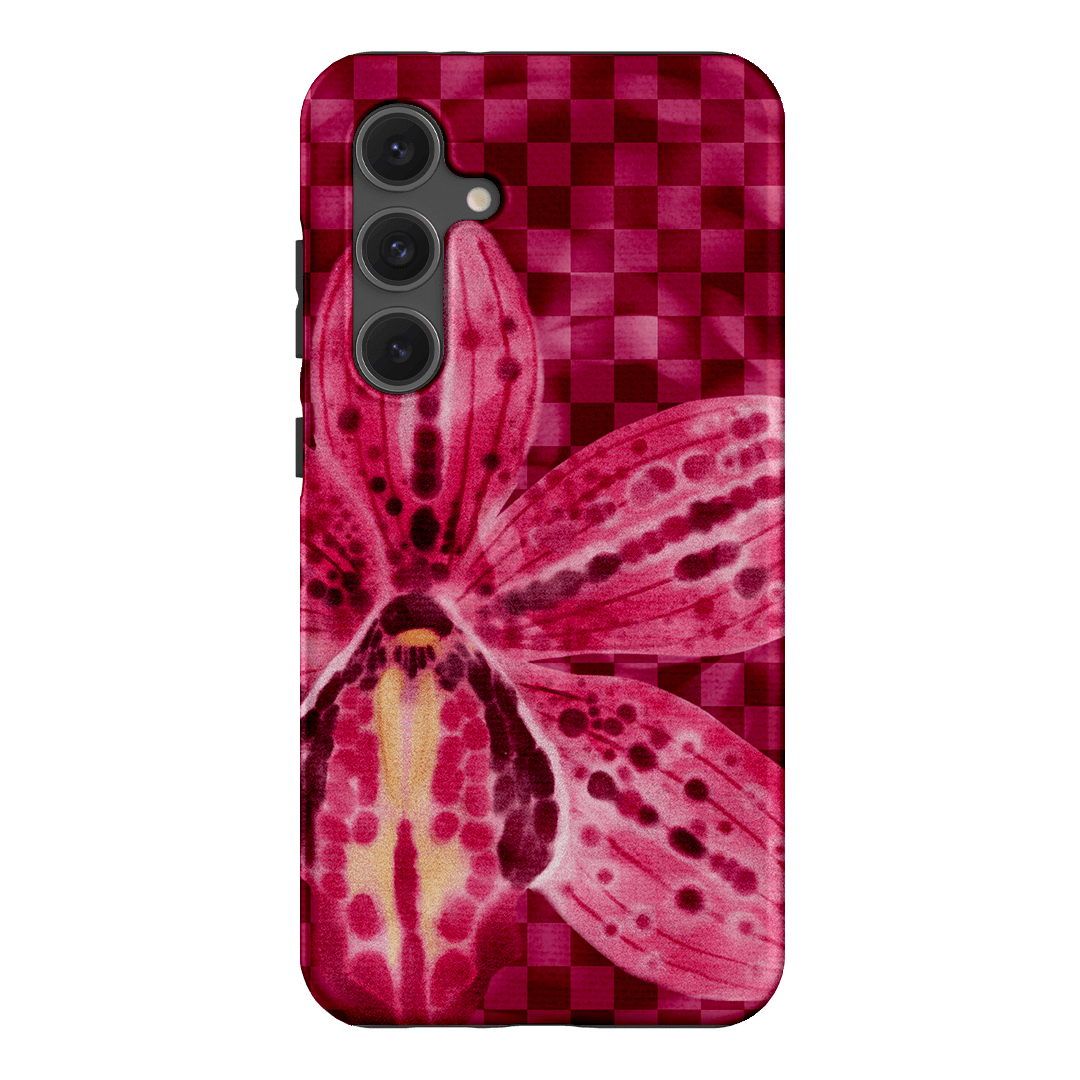 Check Orchid Printed Phone Cases Samsung Galaxy S24 FE / Armoured by Sally Hungerford - The Dairy