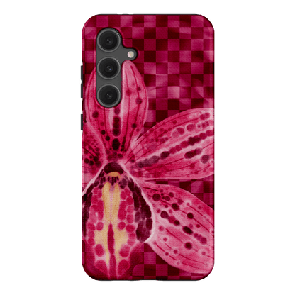 Check Orchid Printed Phone Cases Samsung Galaxy S24 FE / Armoured by Sally Hungerford - The Dairy
