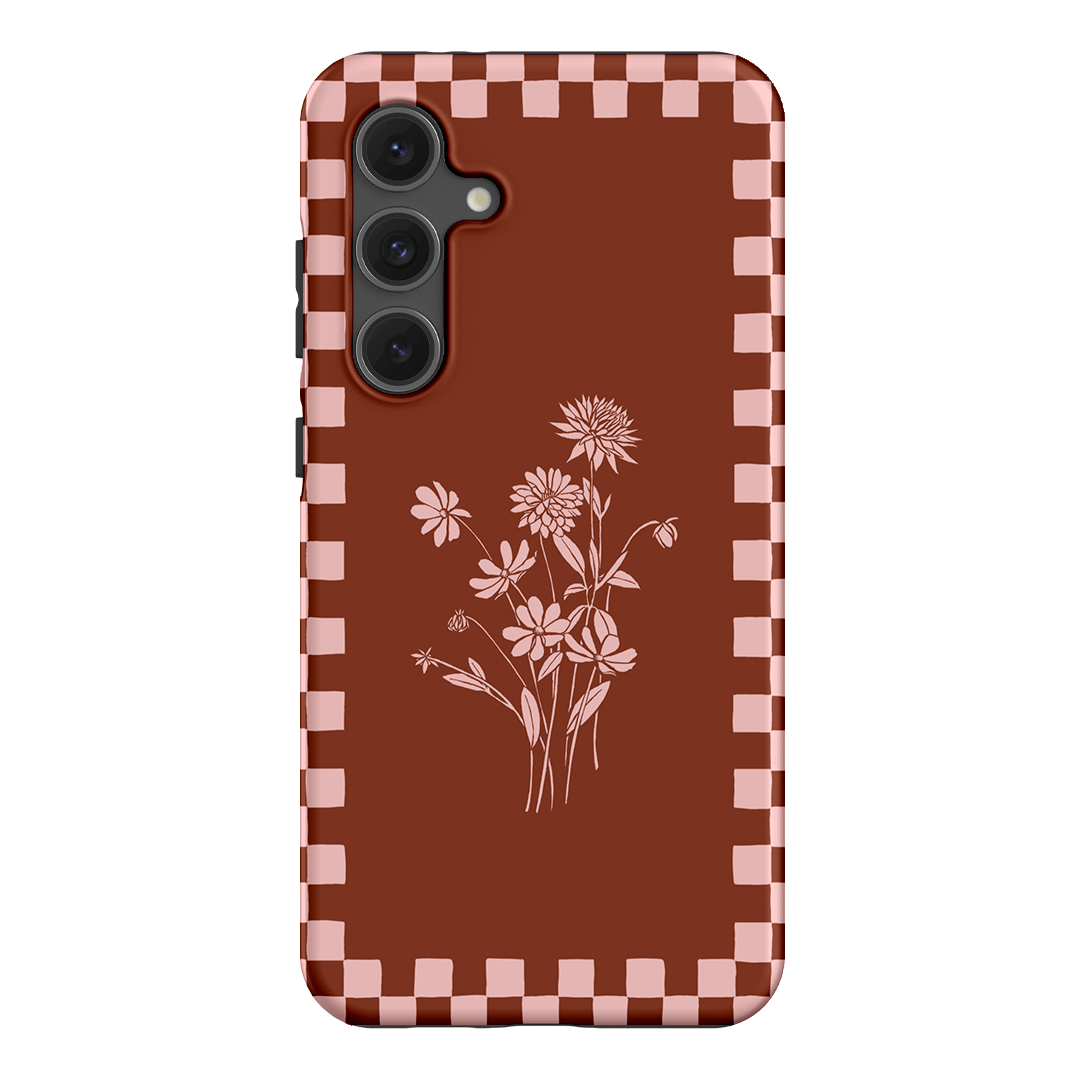 Dahlia Check Printed Phone Cases Samsung Galaxy S24 FE / Armoured by Typoflora - The Dairy