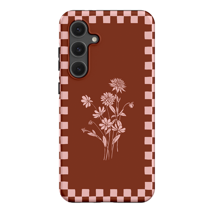 Dahlia Check Printed Phone Cases Samsung Galaxy S24 FE / Armoured by Typoflora - The Dairy