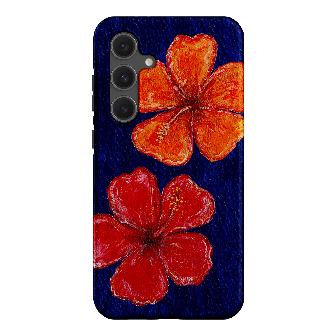 Hibiscus Flower Deep Blue Printed Phone Cases Samsung Galaxy S24 FE / Armoured by BG. Studio - The Dairy