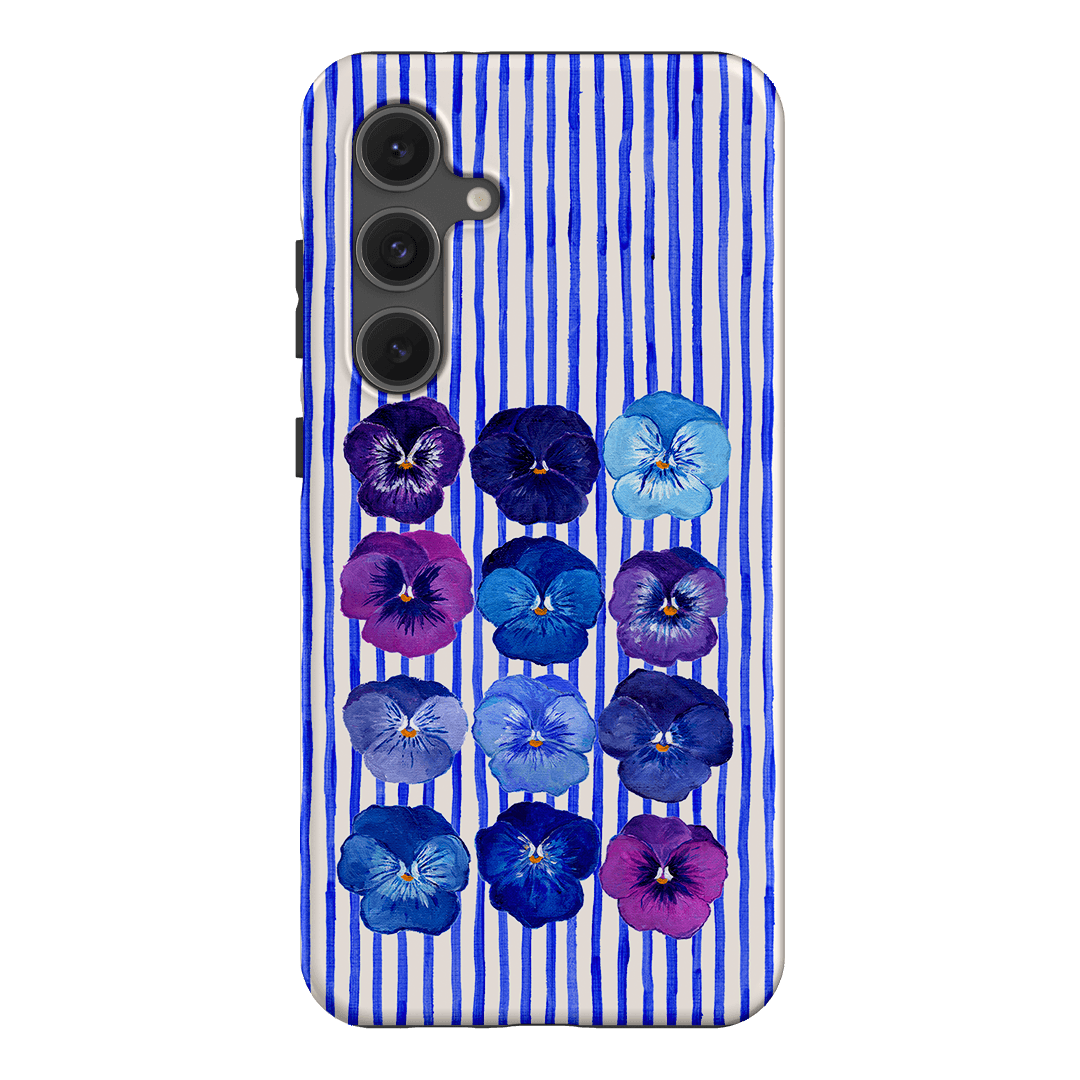 Striped Pansies Printed Phone Cases Samsung Galaxy S24 FE / Armoured by Kayla Henley - The Dairy