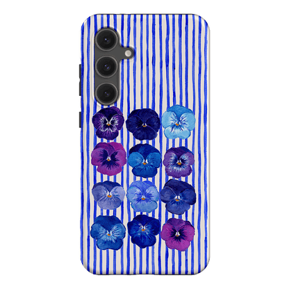Striped Pansies Printed Phone Cases Samsung Galaxy S24 FE / Armoured by Kayla Henley - The Dairy