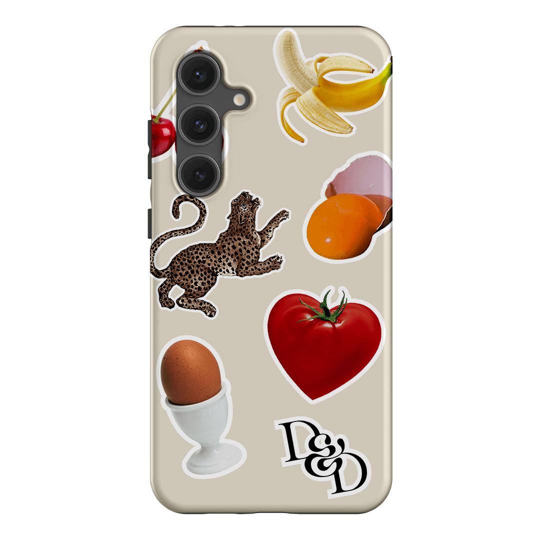 Sunday Stickers Cream Printed Phone Cases Samsung Galaxy S24 FE / Armoured by Desmond & Dempsey - The Dairy