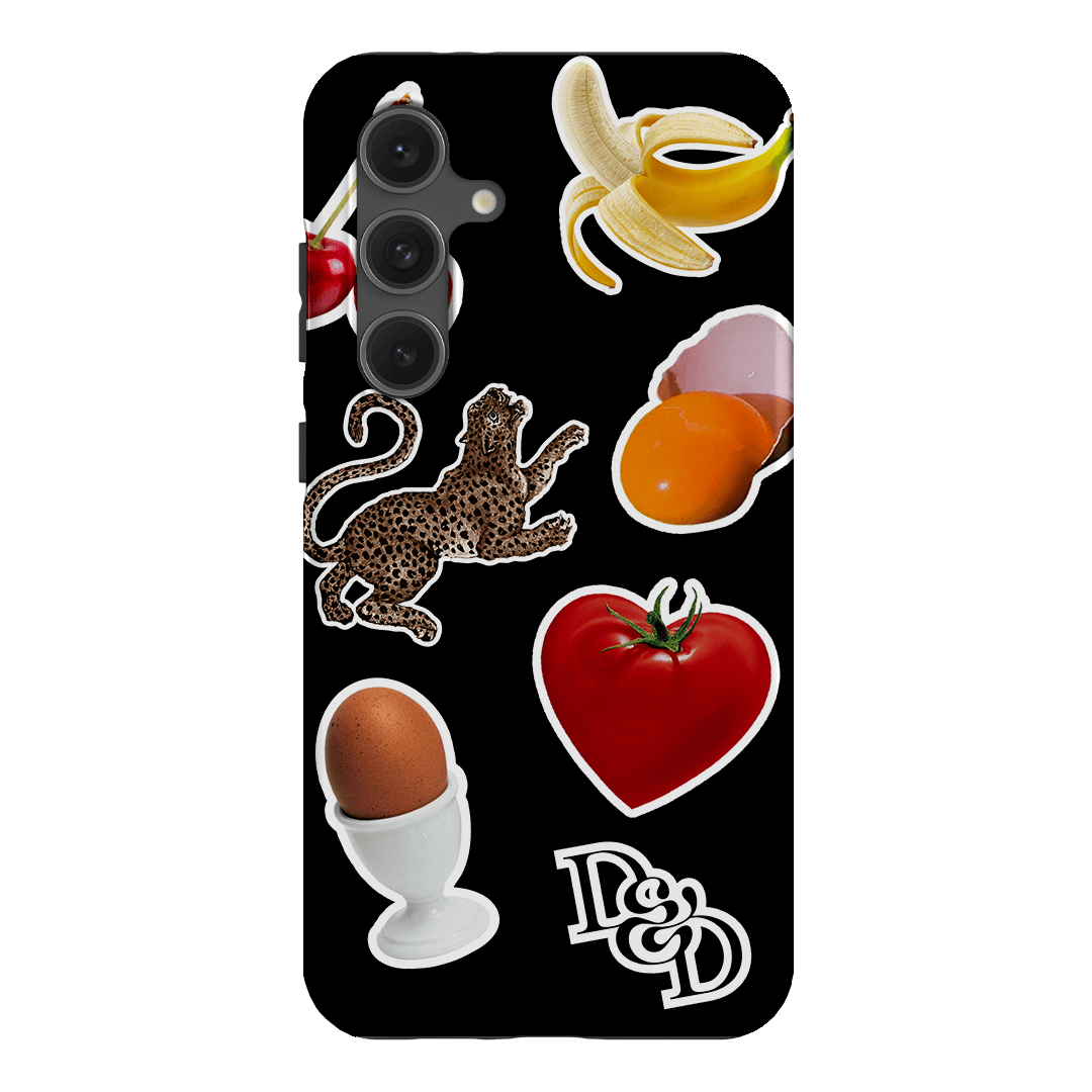 Sunday Stickers Black Printed Phone Cases Samsung Galaxy S24 FE / Armoured by Desmond & Dempsey - The Dairy
