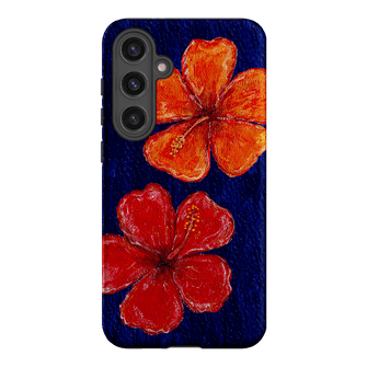 Hibiscus Flower Deep Blue Printed Phone Cases Samsung Galaxy S24 Plus / Armoured by BG. Studio - The Dairy