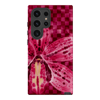 Check Orchid Printed Phone Cases Samsung Galaxy S24 Ultra / Armoured by Sally Hungerford - The Dairy