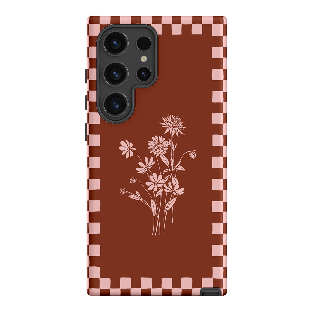 Dahlia Check Printed Phone Cases Samsung Galaxy S24 Ultra / Armoured by Typoflora - The Dairy