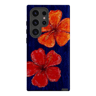 Hibiscus Flower Deep Blue Printed Phone Cases Samsung Galaxy S24 Ultra / Armoured by BG. Studio - The Dairy