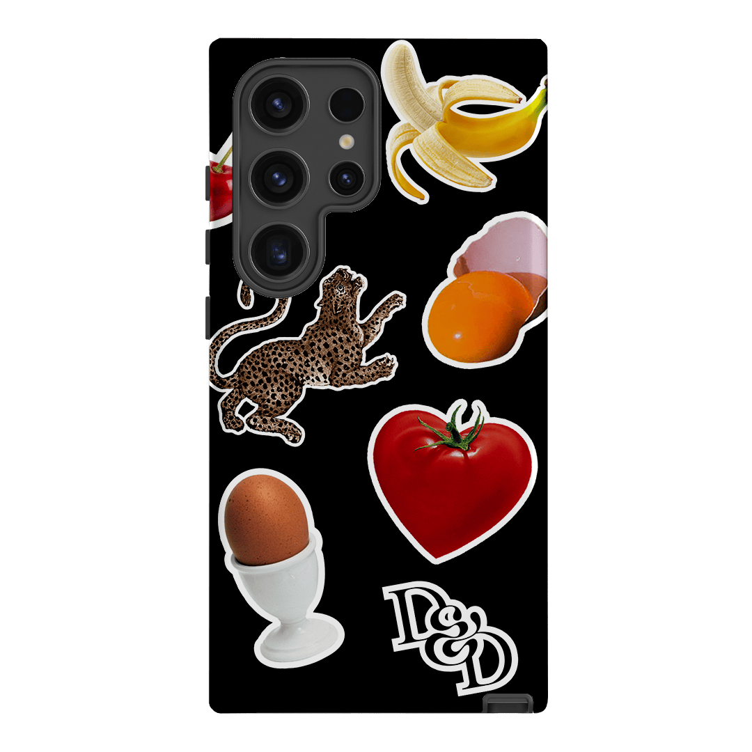 Sunday Stickers Black Printed Phone Cases Samsung Galaxy S24 Ultra / Armoured by Desmond & Dempsey - The Dairy