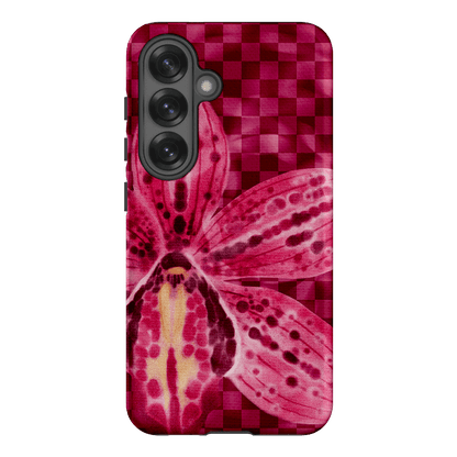 Check Orchid Printed Phone Cases Samsung Galaxy S25 / Armoured by Sally Hungerford - The Dairy