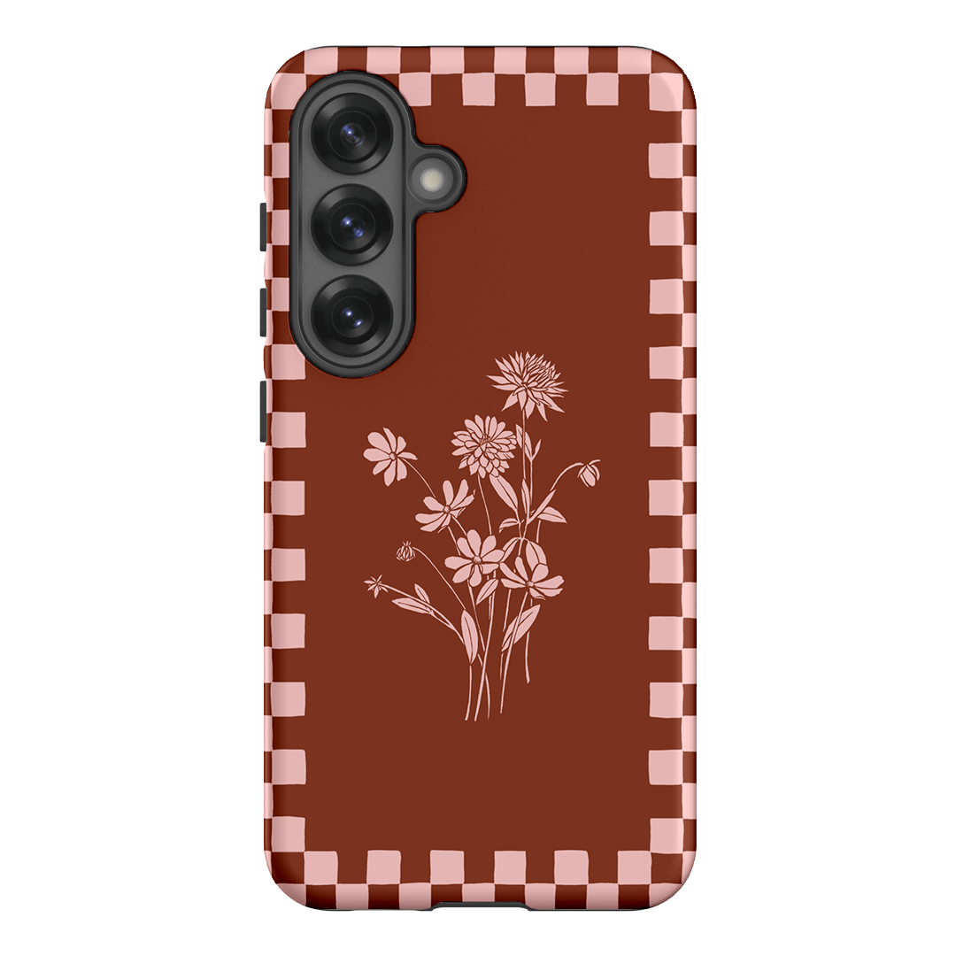 Dahlia Check Printed Phone Cases Samsung Galaxy S25 / Armoured by Typoflora - The Dairy