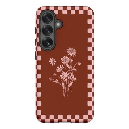 Dahlia Check Printed Phone Cases Samsung Galaxy S25 / Armoured by Typoflora - The Dairy